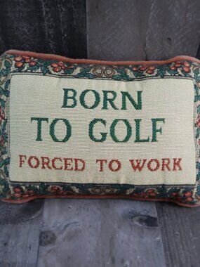 Born to Golf Accent Pillow - Green and Red